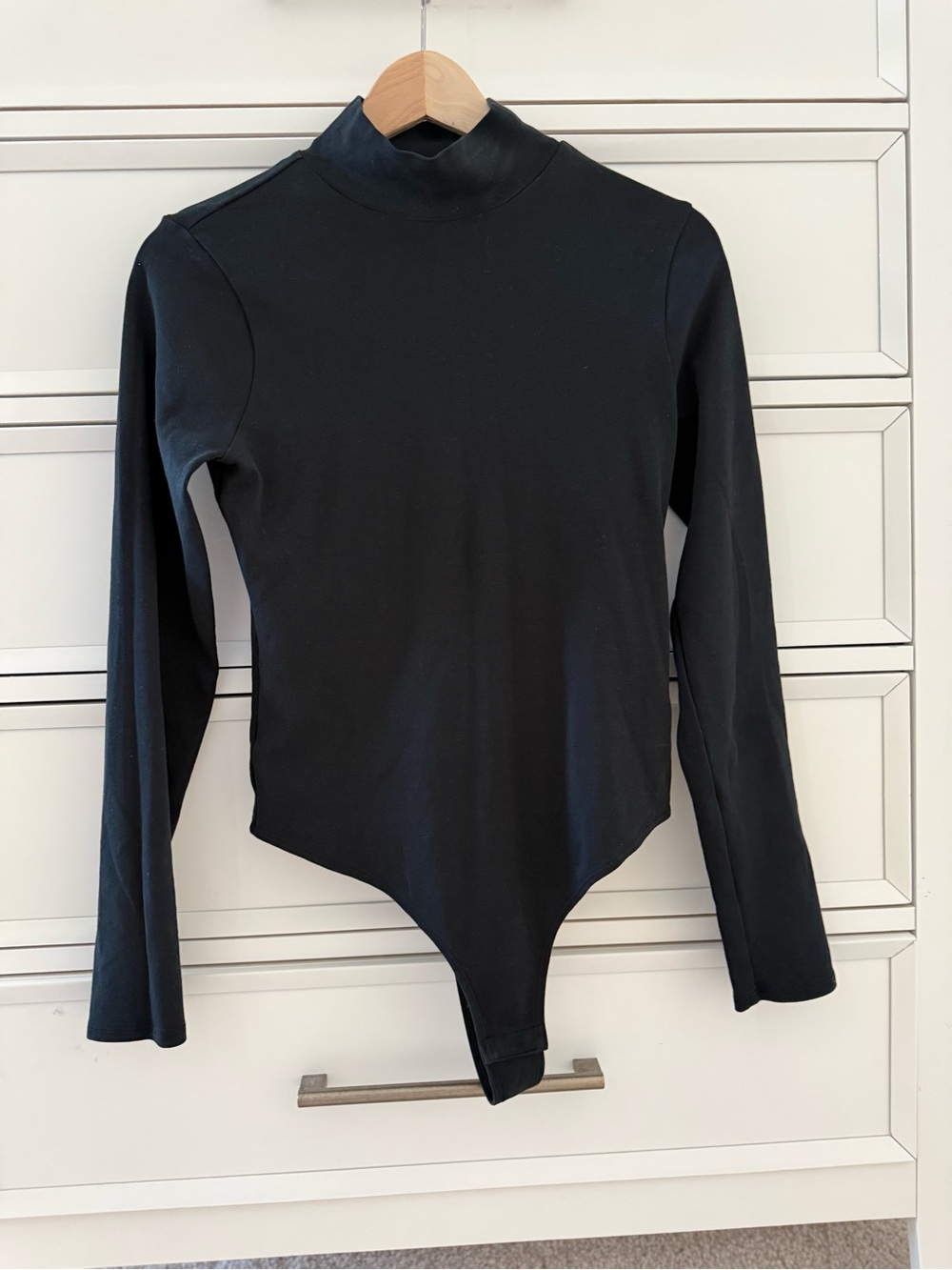 Hill House Black Long-Sleeve Mock Neck Bodysuit